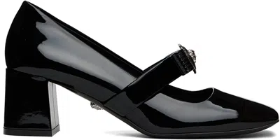 Versace Black Gianni Ribbon Block Heels In 1b00p-black-palladiu