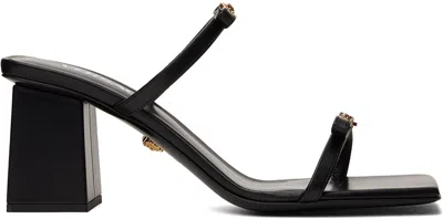 Versace Black Gianni Ribbon Heeled Sandals In 1b00v-black-gold