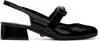 Versace Black Ballerina Shoes With Heel And Medusa Detail On The Front In Shiny Leather Woman In 1b00v-black-
