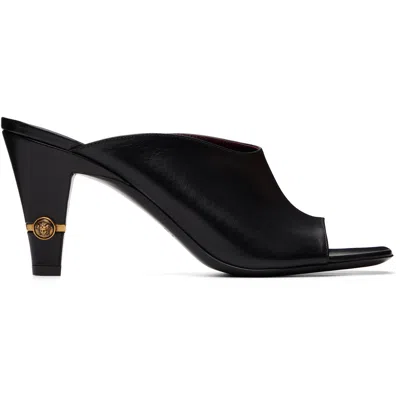 Versace Black Giulietta Leather Mule Heeled Sandals