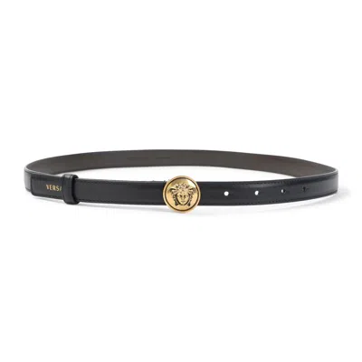 Versace Black Gold Belt In Neutral