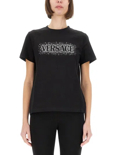 Versace Black Graphic Crew Neck T-shirt