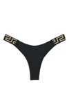 Versace Black Bikini Bottoms With Greca Motif Detail And High Cut In Tech Fabric Stretch Woman In Black