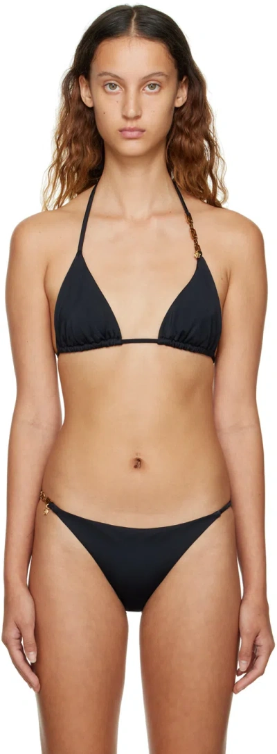 Versace Black Greca Bikini Top In 1b000 Black