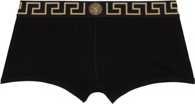 Versace Black Greca Border Boxer Briefs In A80g-black Gold Gree