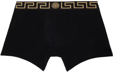 Versace Black Greca Border Boxers In A80g-black Gold Gree