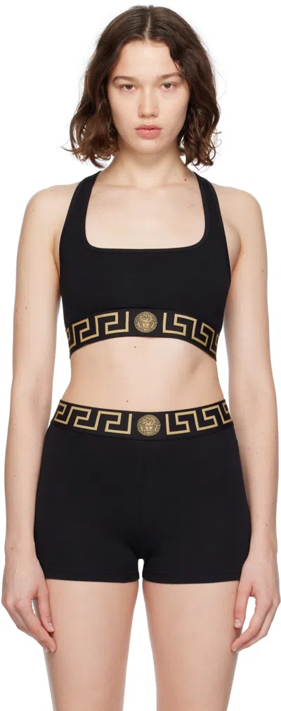 Versace Black Greca Border Bra