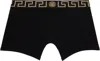 Versace Black Greca Border Long Boxer Briefs In A80g-black Gold Gree