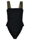 Versace Black One-piece Swimsuit With Greca Detail In Stretch Polyamide Woman In Black