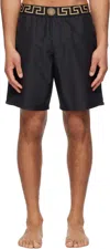 Versace Black Greca Border Swim Shorts In A80g-black Gold Gree