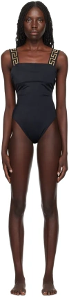 Versace Black Greca Border Swimsuit In A1008-black