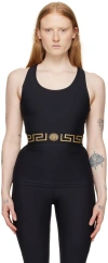 Versace Black Greca Border Tank Top In 1b000-black