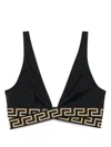 Versace Bikini Top With Greca Bands In Black