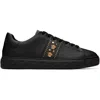 Versace Black Greca Embellished Nylon Faux-leather Sneakers In Black