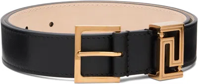 Versace Black Greca Goddess Leather Belt In Purple