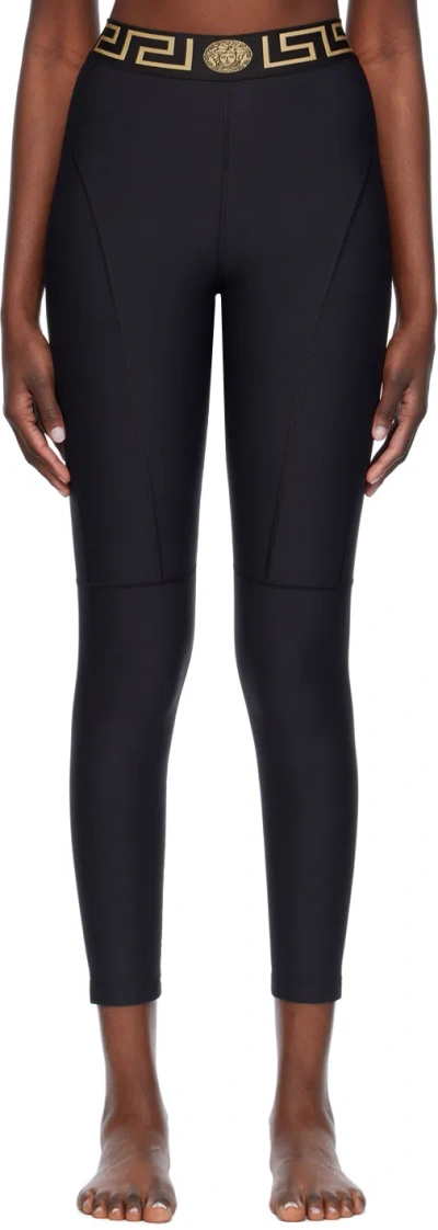 Versace Black Greca Leggings