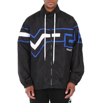 Versace Black Greca Logo Print Blouson Jacket