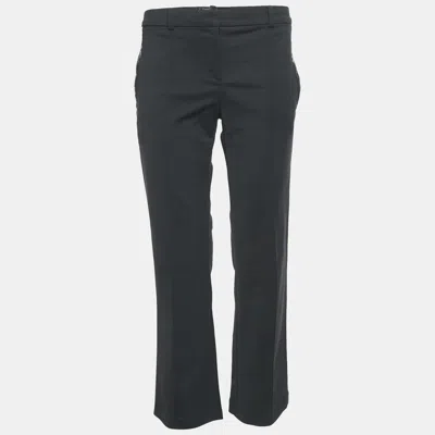 Pre-owned Versace Black Greek Key Pocket Detail Straight Leg Trousers L
