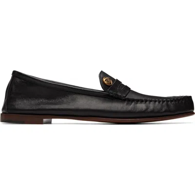 Versace Black Guanto Leather Loafers