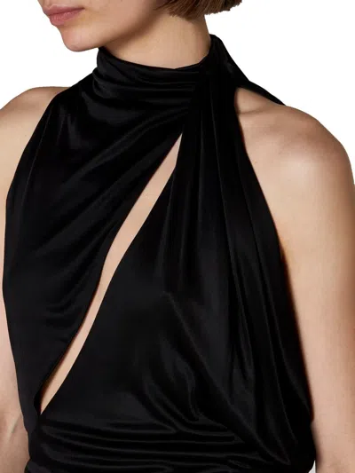 VERSACE BLACK HALTERNECK TOP WITH DIAGONAL CUT-OUT IN VISCOSE WOMAN