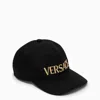 VERSACE BLACK HAT WITH EMBROIDERED LOGO