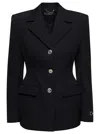 Versace Black Hourglass Single-breasted Blazer In Wool Woman In Black