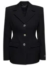 Versace Tailored Blazer With Notched Lapels And Structured Shoulders In Multicolor