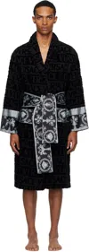 Versace Black 'i Heart Baroque' Bathrobe In Black