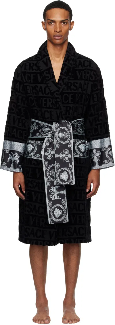 VERSACE BLACK 'I HEART BAROQUE' BATHROBE