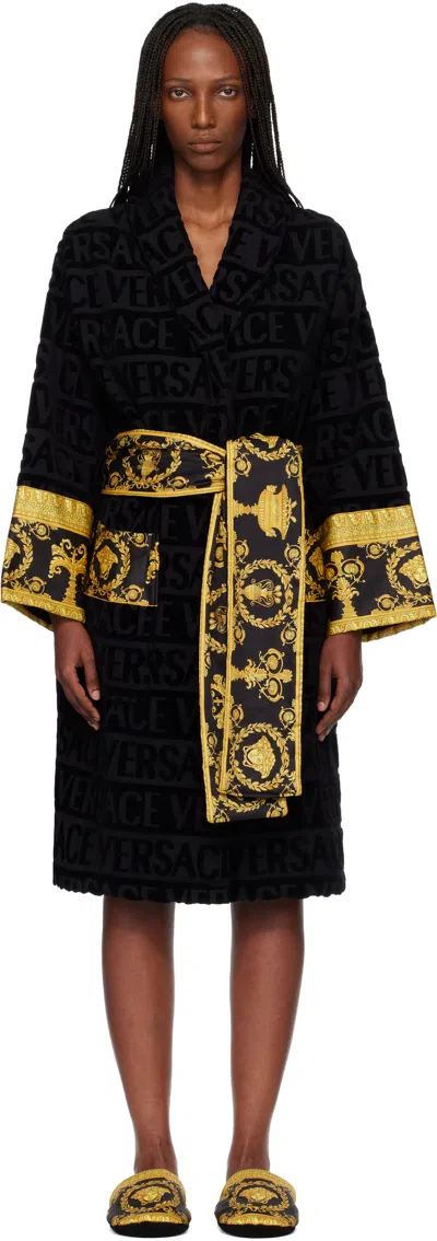 Versace Black 'i Heart Baroque' Bathrobe