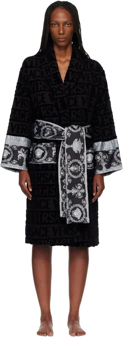 Versace Black 'i Heart Baroque' Bathrobe
