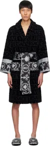Versace Black 'i Heart Baroque' Bathrobe In 5b780-black+black