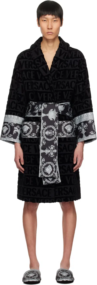 VERSACE BLACK 'I HEART BAROQUE' BATHROBE