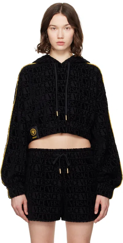 Versace Black 'i Heart Baroque' Crop Hoodie