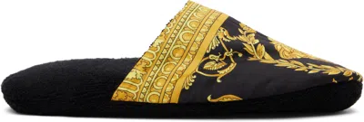 VERSACE BLACK 'I HEART BAROQUE' SLIPPERS