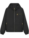 Versace Black Jacket With Gold Zip And Hood In Black