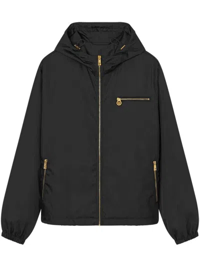 Versace Black Jacket With Gold Zip And Hood