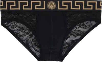 Versace Black Jacquard Barocco Briefs