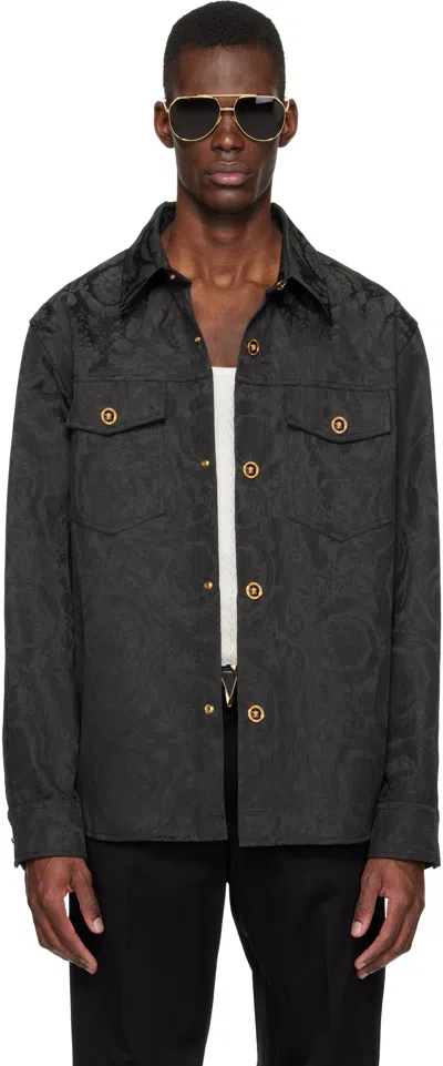 Versace Black Jacquard Cotton Overshirt