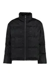 Versace Full Zip Down Jacket With All-over Pattern In Black