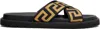 Versace Embroidered Fabric Slippers In Black