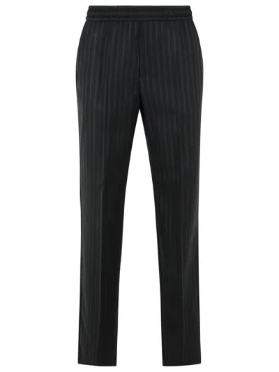 Versace Black Jacquard Wool Pants