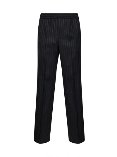 Versace Black Jacquard Wool Tailored Trousers