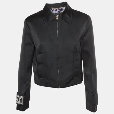 Versace Black Jersey Cropped Zip Jacket