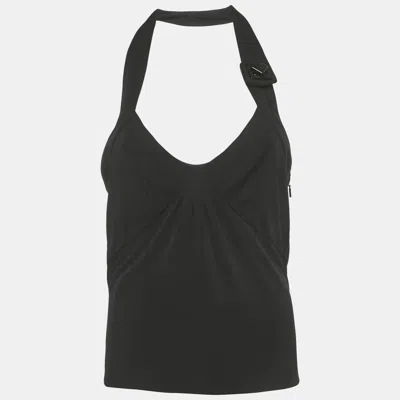 Pre-owned Versace Black Jersey Halter Neck Top M