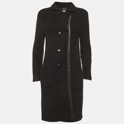 Versace Black Knit Double Breasted Coat