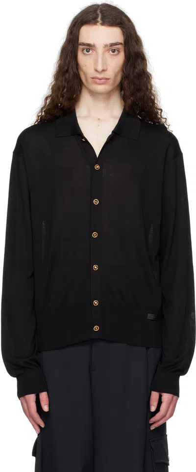 VERSACE BLACK KNIT SILK CARDIGAN