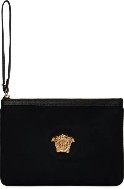 Versace Black 'la Medusa' Canvas Pouch