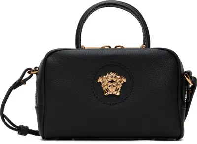 Versace Black 'la Medusa' Leather Mini Boston Bag