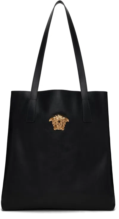 Versace Black 'la Medusa' Leather Tote